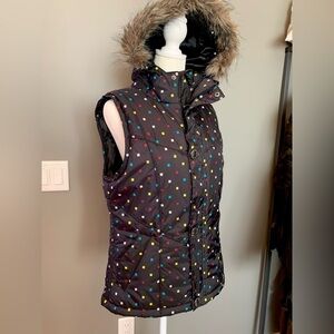 Burton Graphic Faux-Fur Lined Hooded DryRide Vest, Size: Medium, EUC